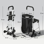 Einkaufstrolley, 40 L Oxford-Tasche, 3-Rad-Design, Aluminiumrahmen, Sitz, Grau
