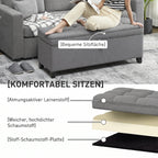 Sitzbank mit Stauraum, Polsterbank 120x40x48 cm mit Sicherheits-Scharniern, Leinenoptik, Dunkelgrau