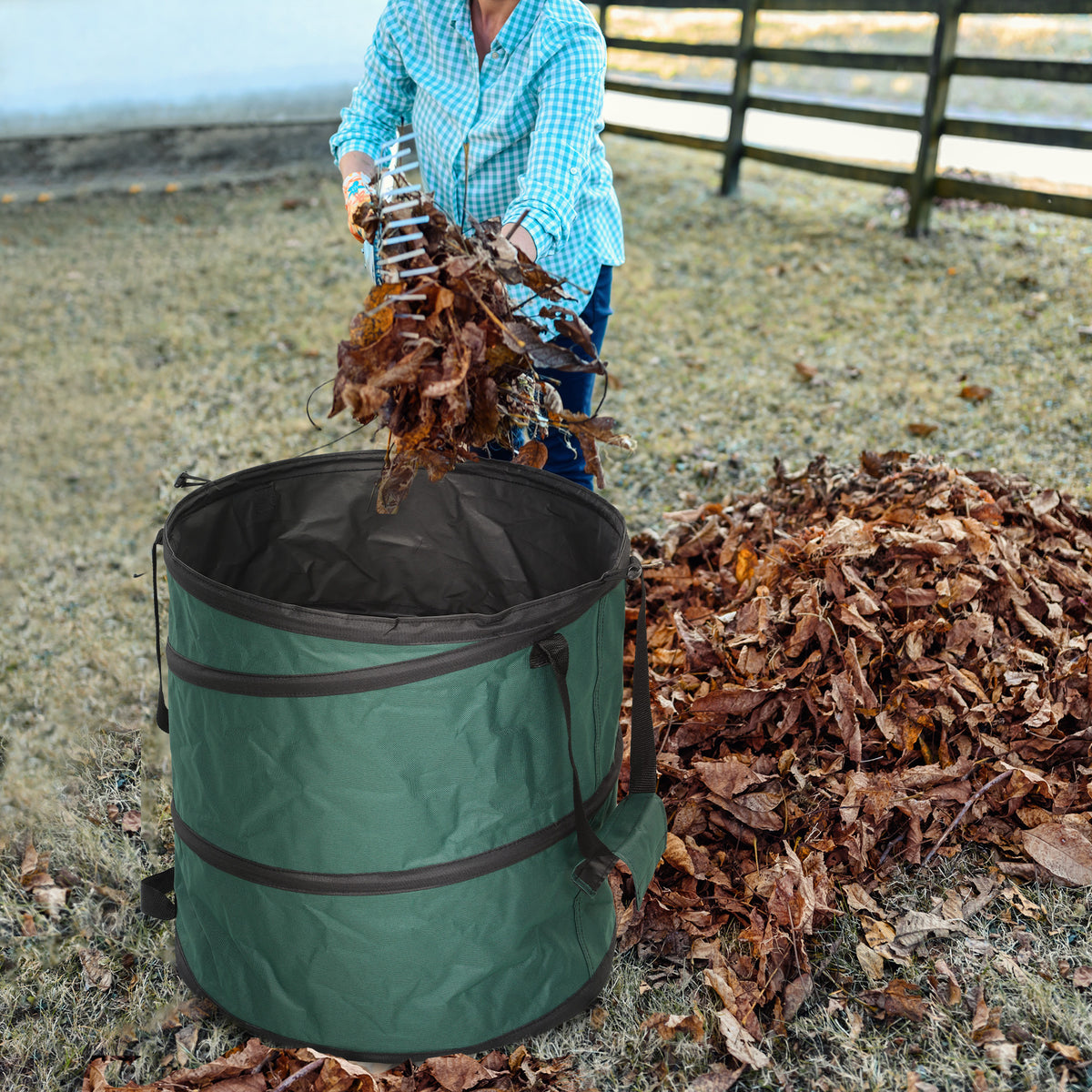 Gartensack 4x86L wasserdicht Gartenabfallsack mit Trageschlaufen Griffe, stabil robust Laubsack Gr¨¹n