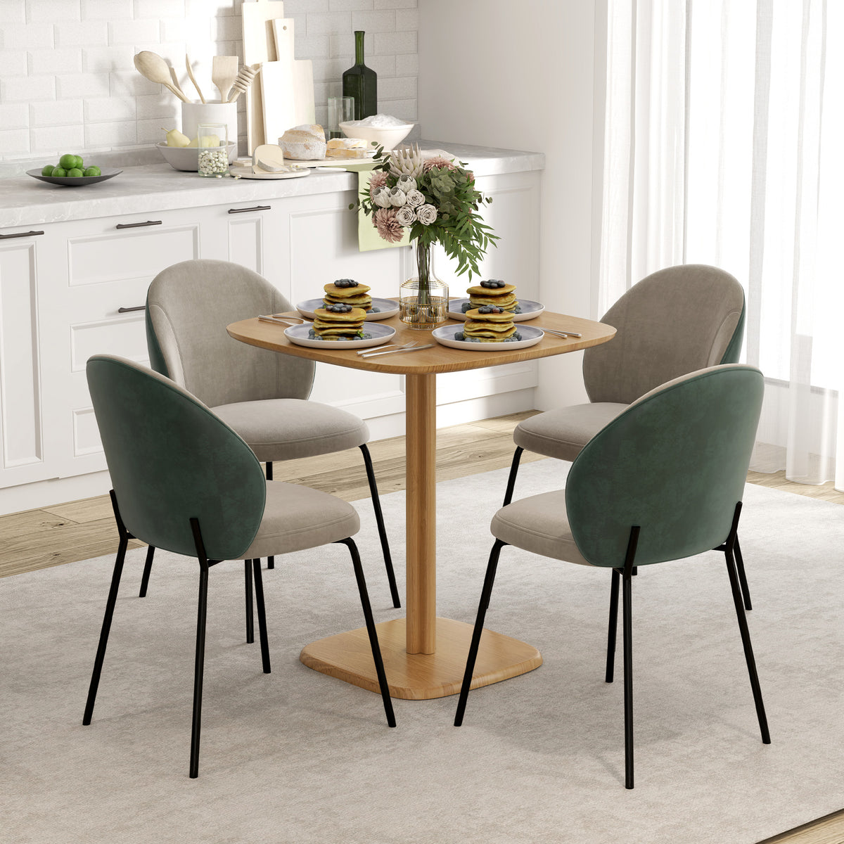 Esstisch, 70 x 70 cm Küchentisch für 4 Personen aus Kautschukholz für Küche, Esszimmer, Natur