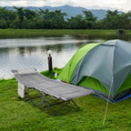 Feldbett faltbar Campingbett mit Matratze Tragetasche 188 x 64,5 x 53 cm Gästebett bis 150 kg belastbar Campingliege für Erwachsene Klappbett für Outdoor Garten Camping Reisen Hellgrau