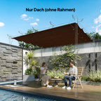 Pergola Cover Roof, 2.86 x 2.45 m Retractable Sun Shade Top for 3 x 2m Pergola Frame, UV30+ Protected, Coffee