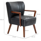 Akzentsessel, breiter Sitz, Lederoptik, Holzrahmen, bis 120 kg, 67x77x80 cm, Schwarz