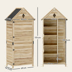 Gartenschuppen mit 4 Regalen, Lagerschuppen aus Holz, wasserdichtes Asphalt-Dach, 80 x 49 x 170 cm, Hellbraun