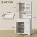 K¨¹chenschrank mit Arbeitsfl?che, Weinglashalter, Vorratsschrank f¨¹r K¨¹che, Esszimmer, 170 cm, MDF, Glas, Wei?