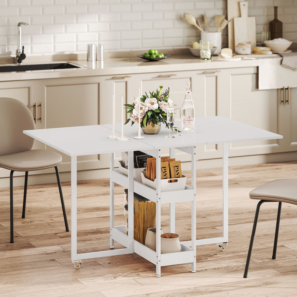 Four-Person Drop Leaf Table - White