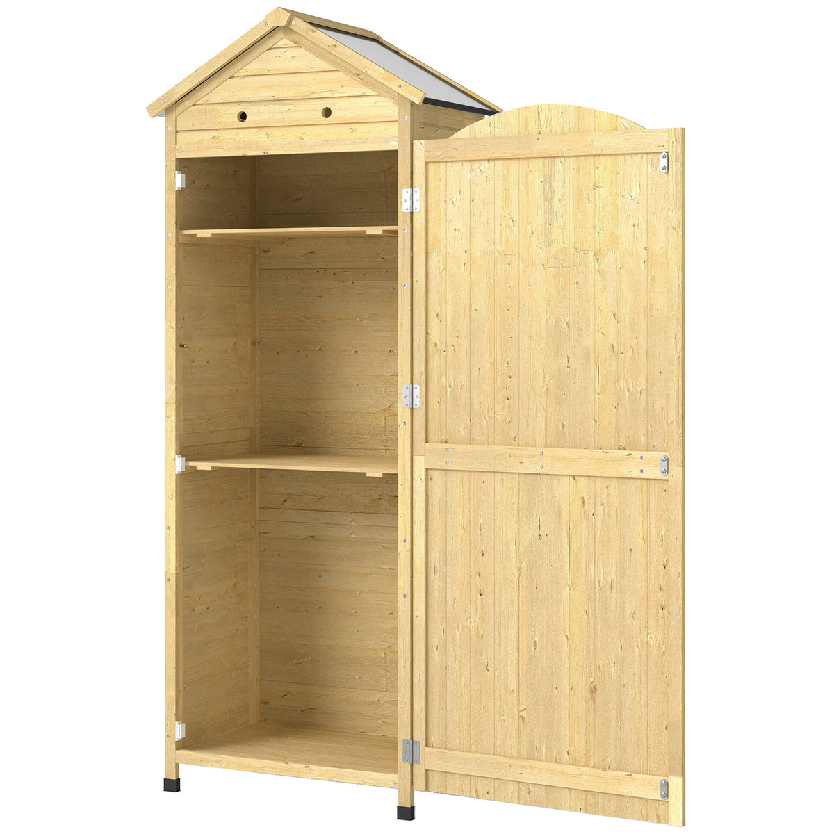 Gartenschrank Holz extra hohe Geräteschuppen mit verstellbar Ablage magnetisch Tür galvanisiert Dach Belüftung