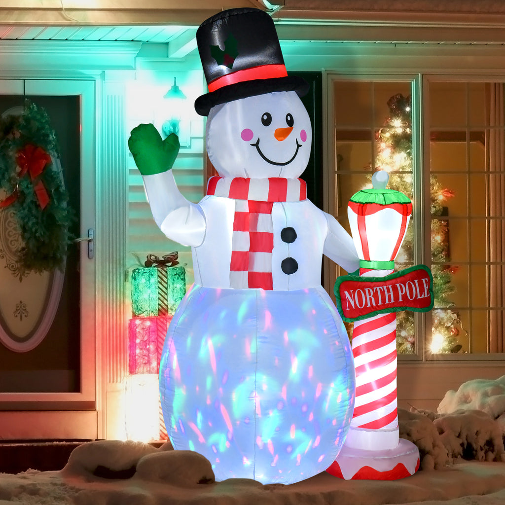 Weihnachtsdeko, aufblasbarer Schneemann, 2,4 m, LED-Beleuchtung, Gebläse, Weiß