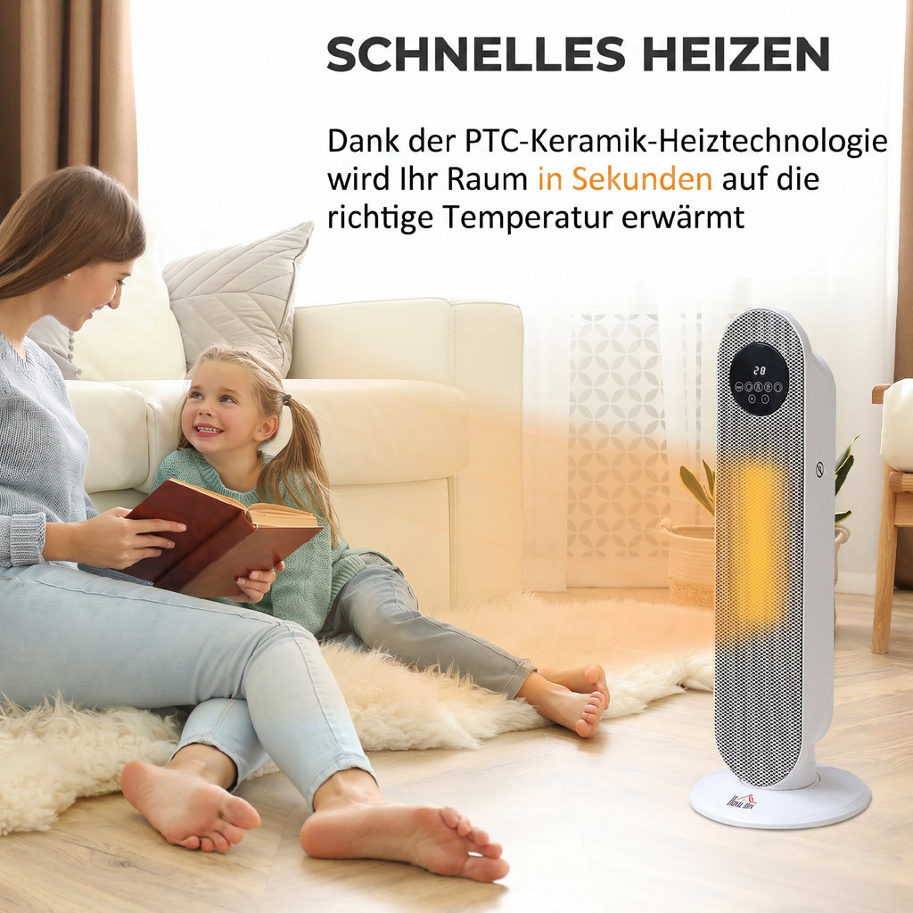Heizlüfter 2000W Heizlüfter, PTC Keramik Elektrische Heizung mit Fernbedienung, Oszillation, 12h Timer