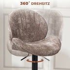 2er-Set Barhocker, Stoffbezug, verstellbare Sitzhöhe, drehbar, Stahlrahmen, Braun