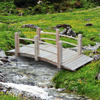 Gartenbrücke Holzbrücke Holzsteg Teichbrücke Zierbrücke mit Geländer bis 180 kg Tannenholz Natur 152,5 x 67 x 48 cm