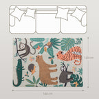 Fleece-Teppich mit Dschungel-Muster, pflegeleicht, Cremewei?+Bunt