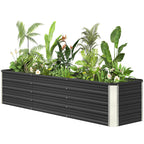 Hochbeet aus Stahl Gartenbeet Pflanzkasten Blumenkasten Blumenkübel mit Handschuhe Grau 183 x 47 x 40 cm
