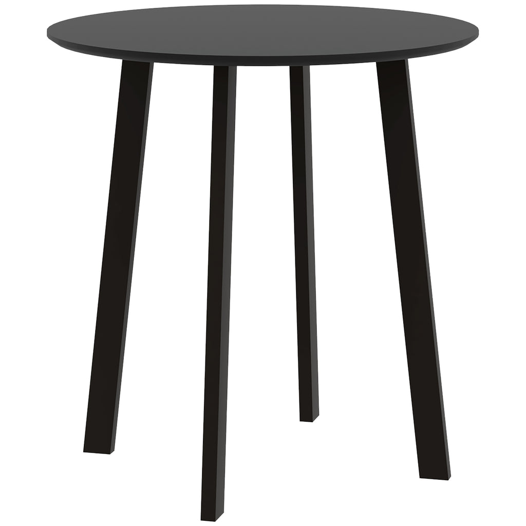 Esstisch für 2 Personen, weiße Tischplatte, Metallbeine mit Fußkappen, Ø72 x 75H cm, Schwarz