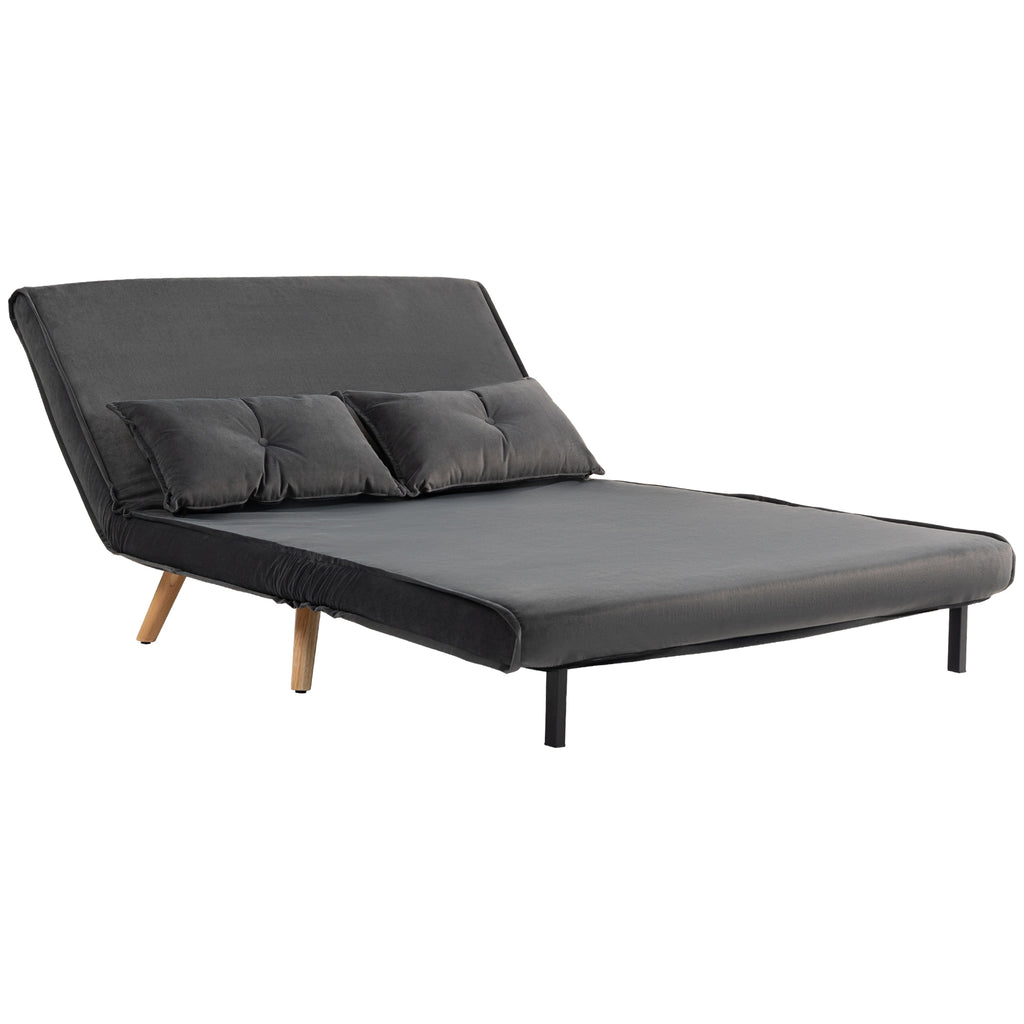 2-Sitzer-Schlafsofa, Bettsofa, in Bett umwandelbare Couch, verstellbare R¨¹ckenlehne, Stoffbezug, Metallrahmen, Grau
