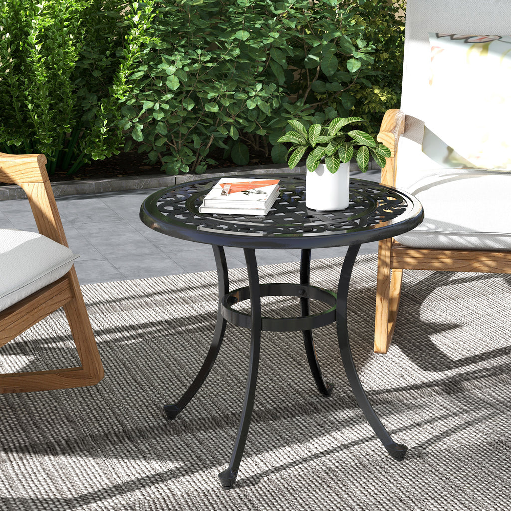 Gartentisch Loungetisch Balkontisch, Vintage-Design, 60 x 60 x 53 cm, Schwarz