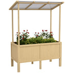 Hochbeet mit Dach, Drainagel?cher, Vliesauskleidung, wetterfest, Tannenholz, 110x60x152 cm