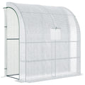  Foliengewächshaus Tomatengewächshaus mit Mesh Fenster, Treibhaus mit aufrollbaren Türen, Anzuchthaus mit UV Schutz, Weiß, 200 x 100 x 215 cm