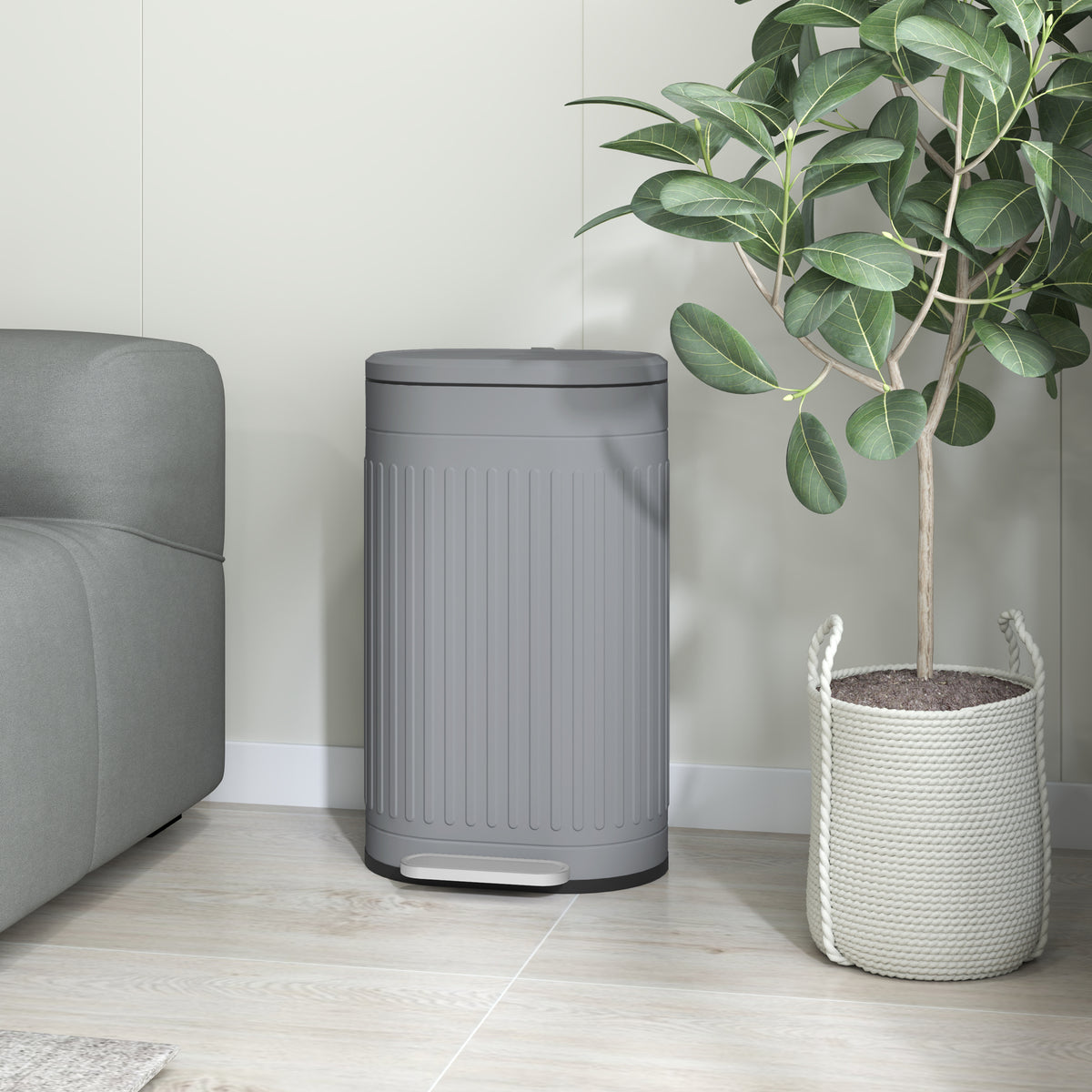 30L Metal Kitchen Bin, with Soft-Close Lid - Grey