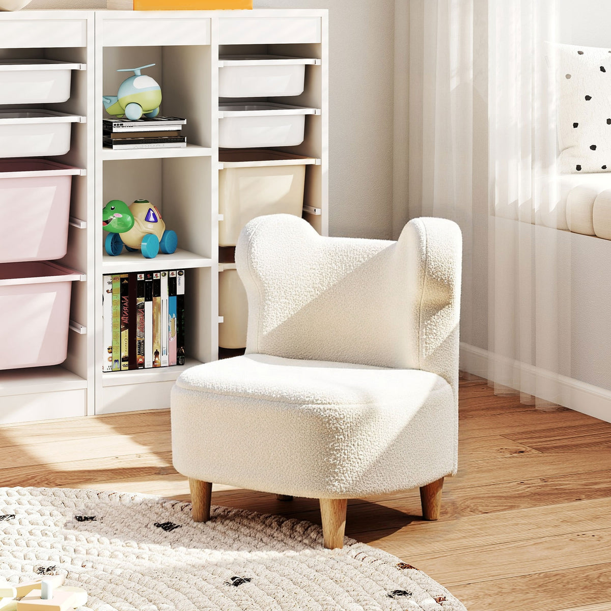 Kindersessel, Pl¨¹schsessel mit B?renohren, Fleece-Bezug, Schaumstoff, Beige