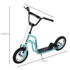 Kinderroller Scooter Tretroller mit verstellbarem Lenker, großen Rädern und Handbremse Kickscooter 12 Zoll Cityroller für Jungen und Mädchen ab 5 Jahre Metall Blau