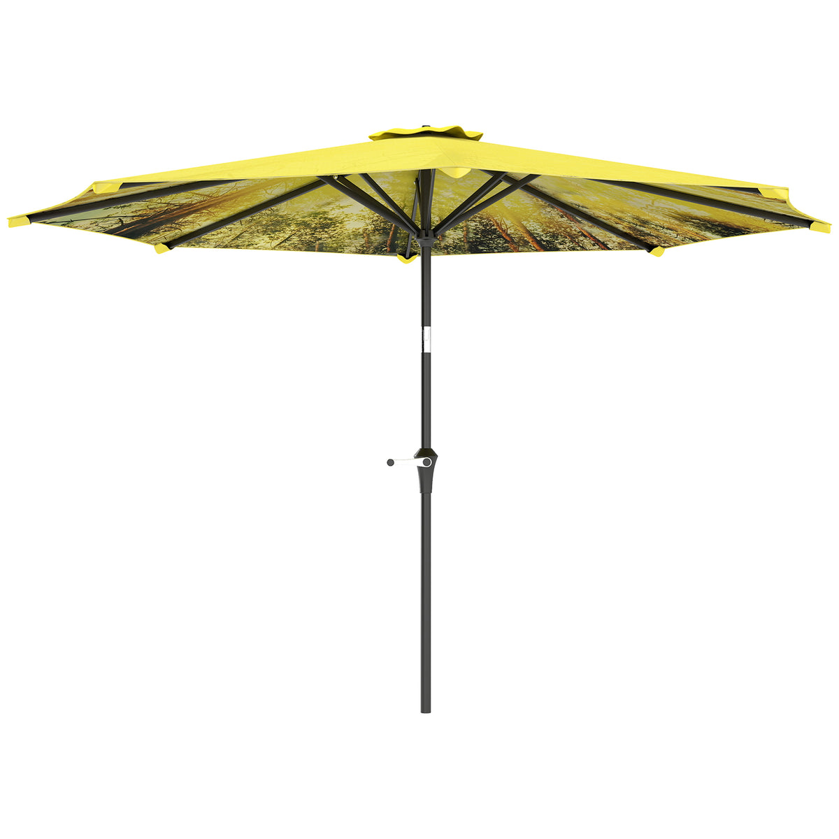 Sonnenschirm ?300 cm, Sonnenschirm mit Handkurbel, achteckig Balkonschirm Gelb