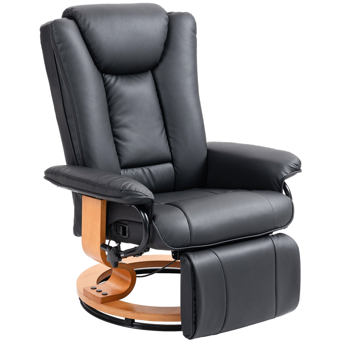 Relaxsessel mit Liegefunktion, drehbar, bis 150 kg, Kunstlederbezug, Stahlrahmen, Schwarz