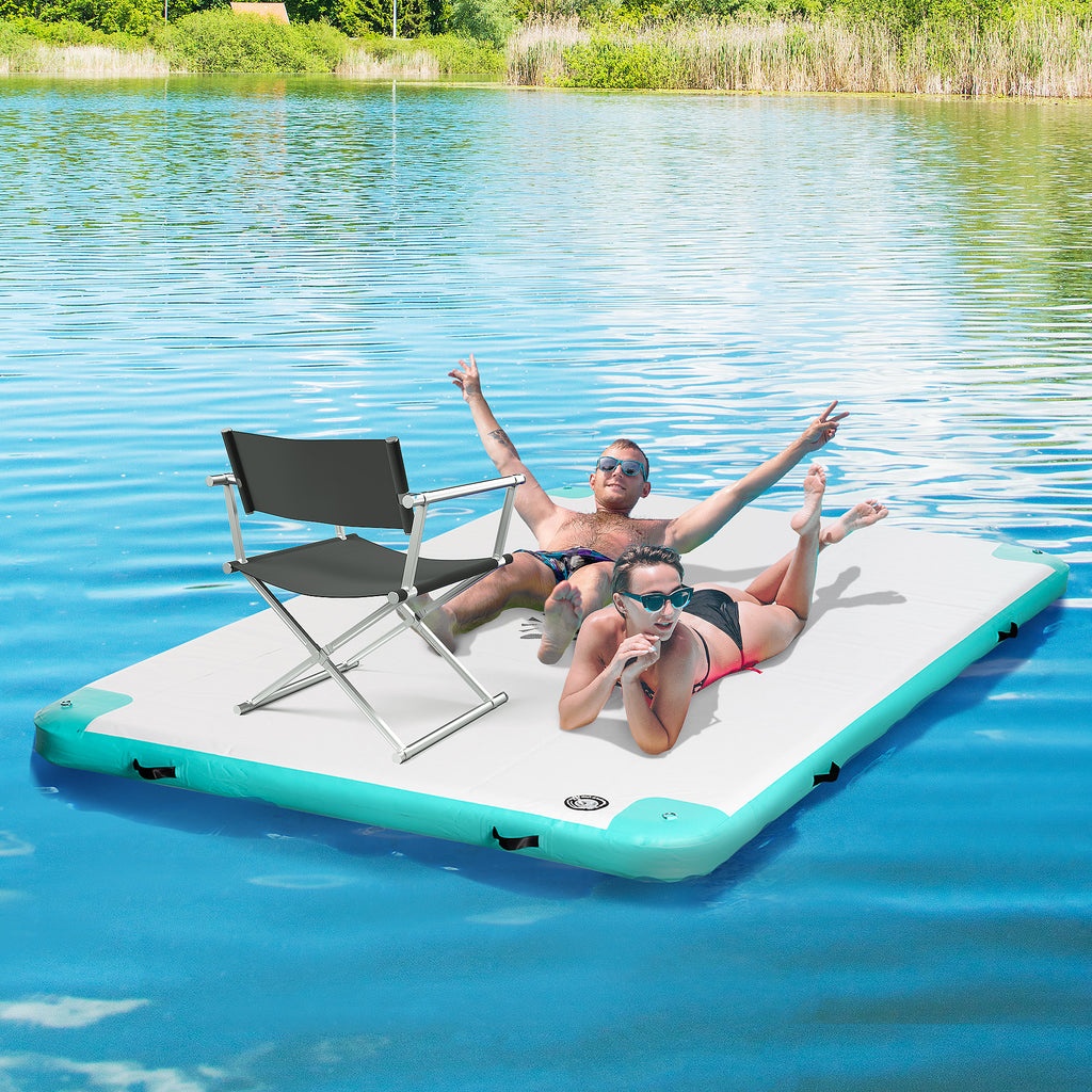 Luftmatratze Pool Klappbar Badeinsel Aufblasbare Wasserhängematte Rutschfest Wasser Matratze Pool Spielzeug für Erwachsene Schwimminsel für Pool See 304 x 204 x 15 cm