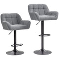Barhocker 2er-Set Retro-Design höhenverstellbar Fleece-Optik Grau + Schwarz