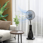 Standventilator mit Luftbefeuchtung, leise, mobil, Fernsteuerung, Schwarz