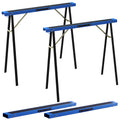 Set aus 2 robusten, klappbaren Sägeböcken aus Metall für Schreinerarbeiten und DIY-Projekte, Blau und Schwarz