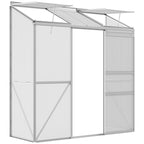 Anlehngewächshaus, Schiebetür, Dachfenster, Polycarbonat+Aluminium, Farbe: Silber, 192 x 68 x 196 cm