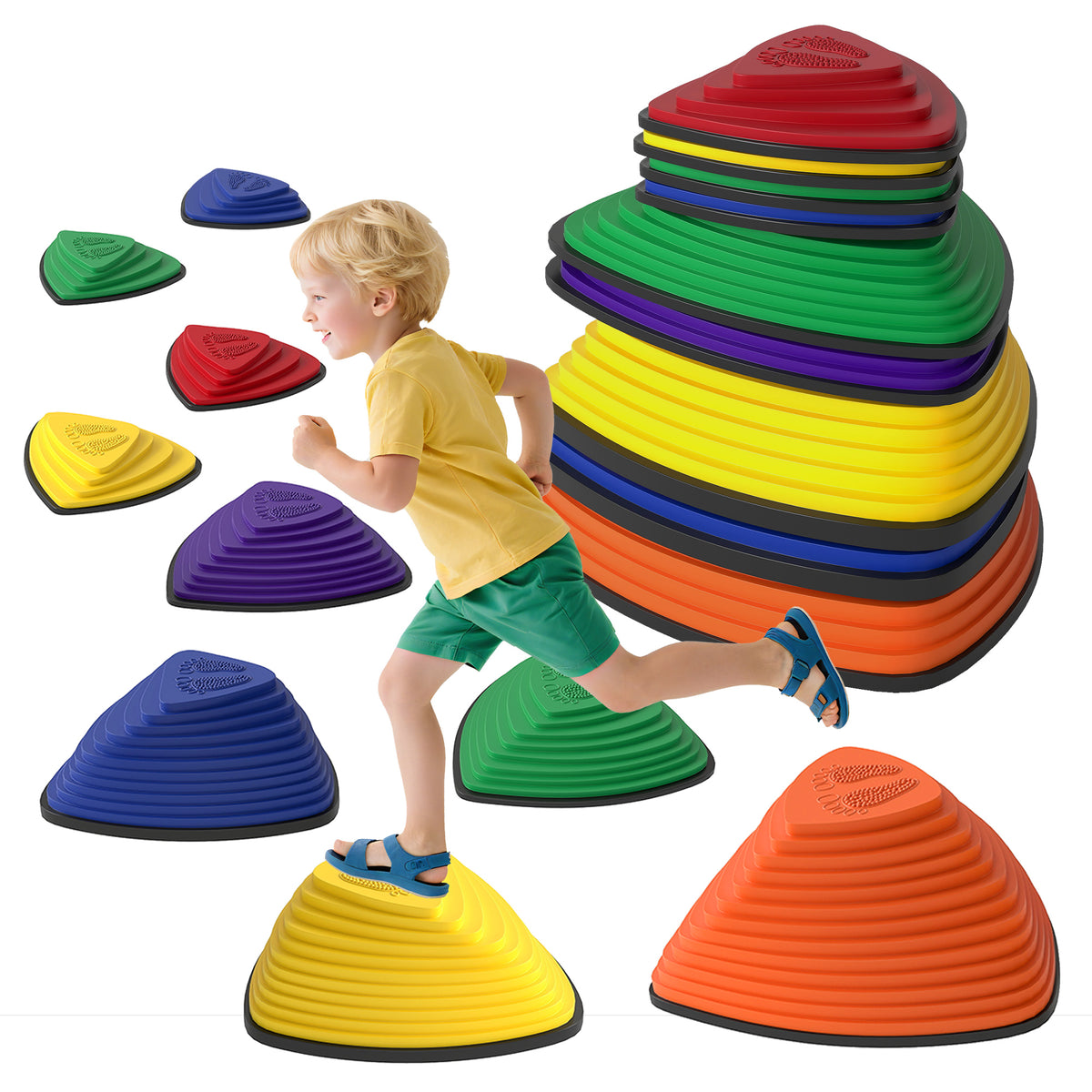 9er-Set Trittsteine, rutschfestes Design, f¨¹r drinnen & drau?en, stapelbar, Bunt