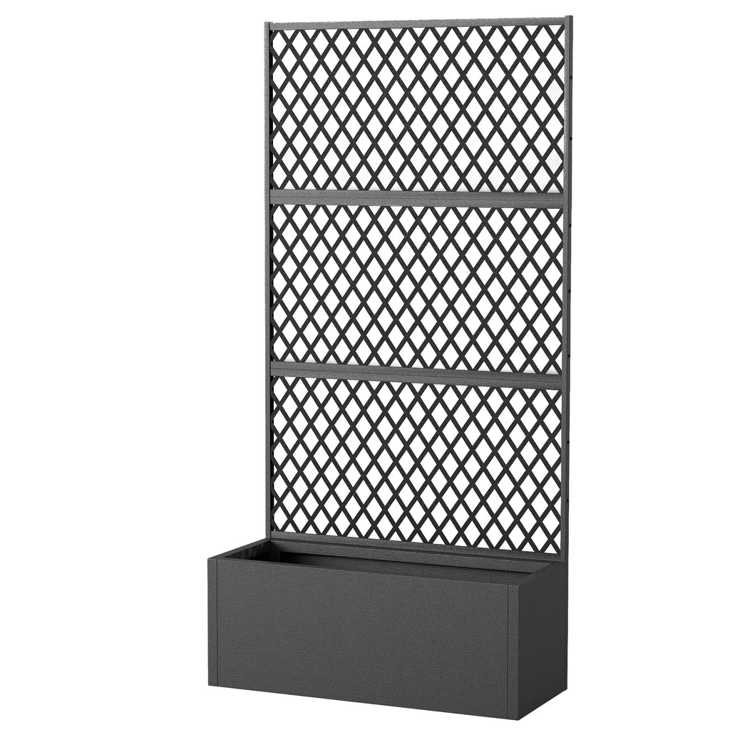 Metall-Hochbeet mit Spalier, Pflanzkasten f¨¹r drau?en mit Diamantgitter-Sichtschutz f¨¹r Blumen