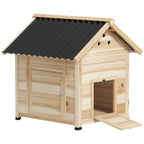 Wooden Duck House with Double Doors, Openable Roof, Ventilation Holes, Removable Base, Natural Wood Finish