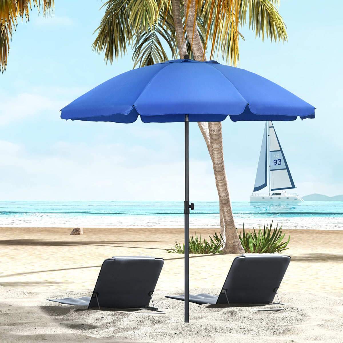 Strandschirm, Sonnenschirm, mit Bel¨¹ftungs?ffnungen, verstellbare Neigung, UV50+ ?1,80, Blau
