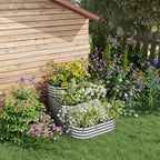 Hochbeet Outdoor-Blumentreppe Pflanzkasten, 3 Stufen, 158 cm x 109 cm x 82 cm, Silber