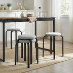 Stapelhocker Set mit 4 Stück, Moderne Gepolsterte Runde Hocker ohne Rückenlehne für Küche, Esszimmer, Grau