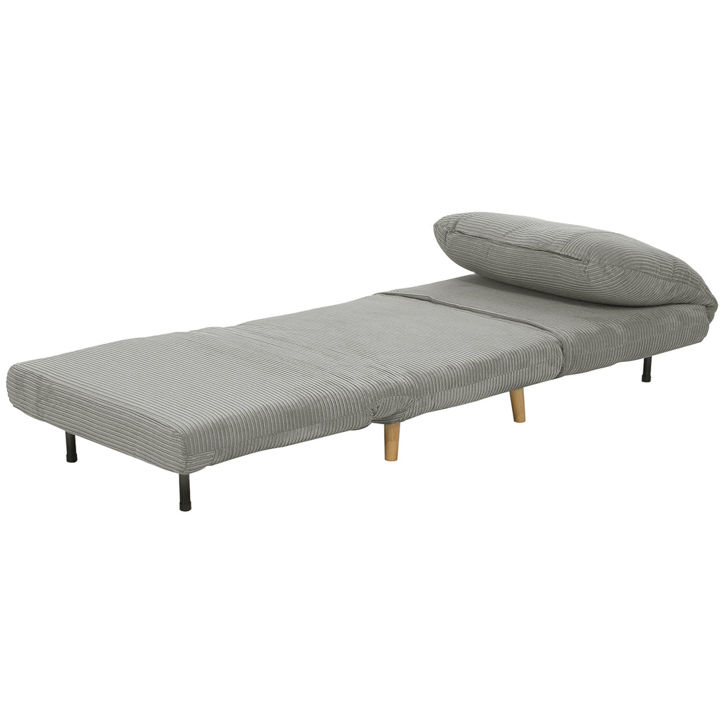 2-in-1 Schlafsessel G?stebett, verstellbare  Kopfst¨¹tze Cord-Optik 82 cm x 87 cm x 89 cm Grau