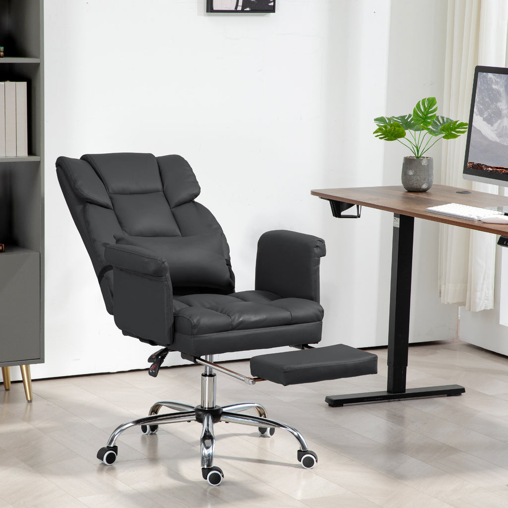 Ergonomischer B¨¹rostuhl, h?henverstellbar 48-56 cm, neigbare R¨¹ckenlehne, Fu?st¨¹tze, Schwarz