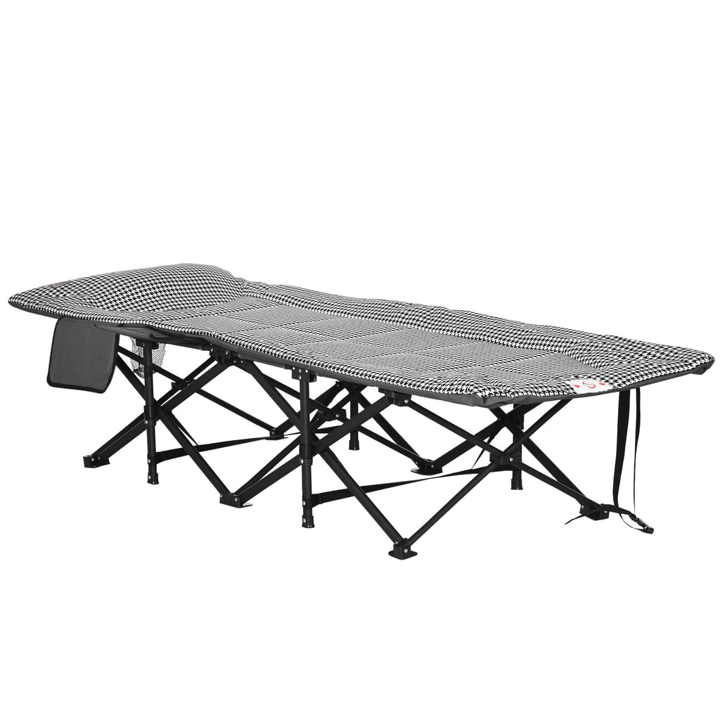Feldbett Campingbett, Campingliege mit Tasche, Klappbett mit Becherhalter, für Schwimmbad, Balkon, bis 120 kg, Schwarz, 68 x 190 x 48cm