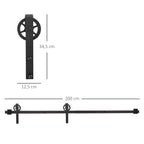 Gleitschienen-Bausatz für Schiebetür, rustikales Design, Karbonstahl, 200x4x0,6 cm, bis 90 kg, Schwarz
