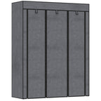 Fabric Wardrobe, with Rails and Shelves - Dark Grey