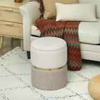 Sitzhocker mit Stauraum Hocker mit Deckel, Metallring, zweifarbig Design 36 x 36 x 44 cm Cremewei?