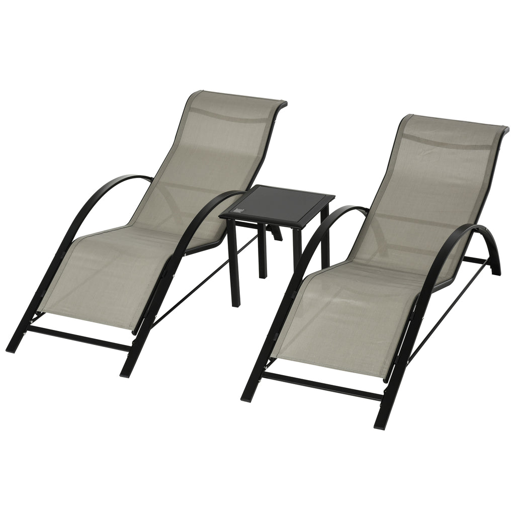 Three-Piece Curved Sun Lounger Set - Grey
