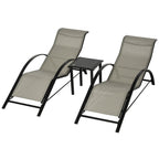 Three-Piece Curved Sun Lounger Set - Grey
