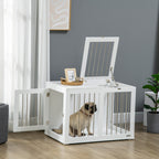 Hundekäfig mit 2 Türen, Hundebox, verriegelbar, Stahlgitter, 80 cm x 50 cm x 56,5 cm, Weiß + Silber