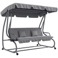 Three-Person garden Swing Chair, with Adjustable Canopy - Light Grey