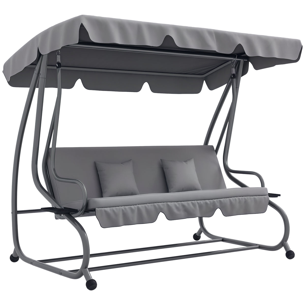 Three-Person garden Swing Chair, with Adjustable Canopy - Light Grey