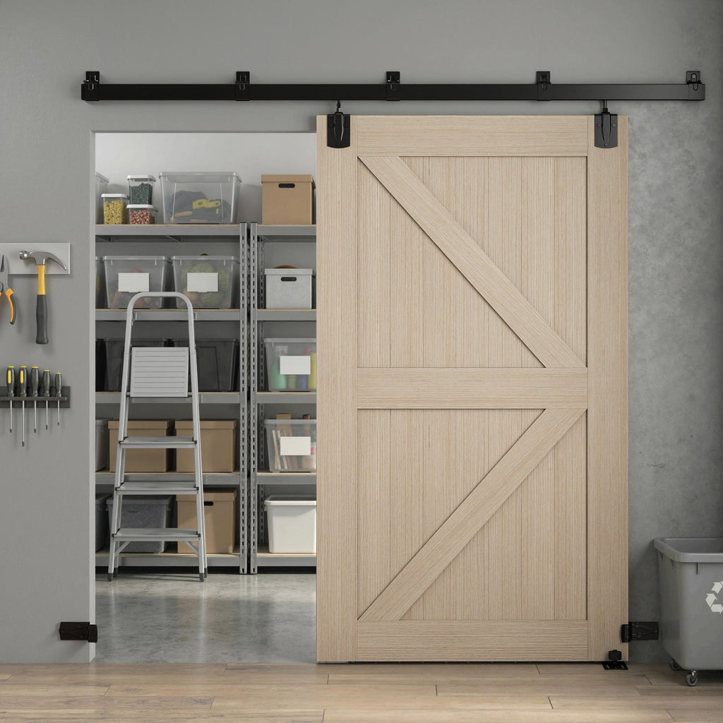 Schwerlast Schiebetür-Hardware-Set 244 cm Schwarz für Einzeltüren